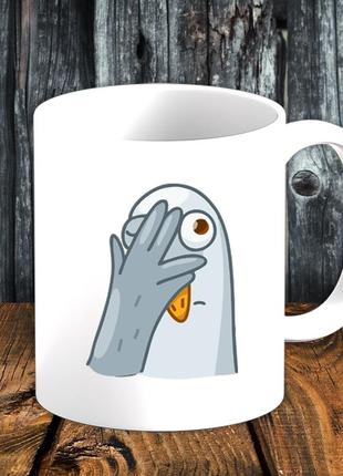 Белая кружка (чашка) с принтом "птица 2"
