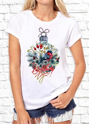 Жіноча футболка з новорічним принтом "з новим роком!" push it1 фото