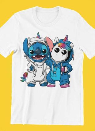 Дитяча футболка з принтом стіч stitch і єдиноріг push it