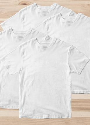 Комплект (набор) футболки базовые мужские однотонные белые. хлопок 100%. майки под печать и нанесение.