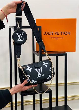 Сумка черная женская в стиле louis vuitton multi pochette 3в1 клатч сумка луи витон кросс-боди