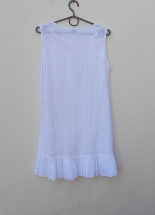 Белое летнее легкое хлопковое платье туника пляжная4 фото
