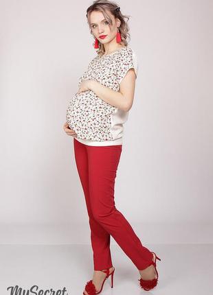Зауженные брюки для беременных ava tr-28.022 красные1 фото