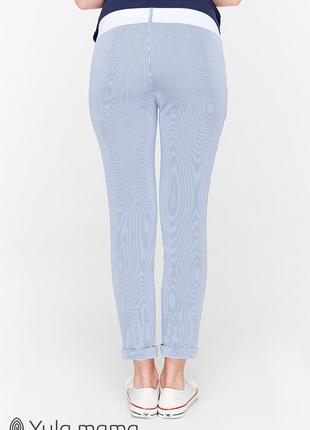 Літні брюки для вагітних; я melani tr-29.011, блакитні в білу смужку3 фото