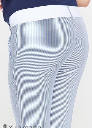 Летние брюки для беременных melani tr-29.011, голубые в белую полоску5 фото