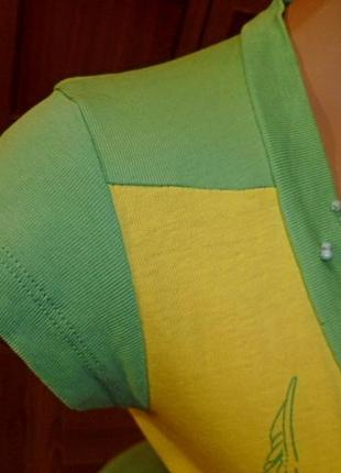 Брендовая футболка желтая-салатовая коттон,с единорогами,винтаж 90-e4 фото