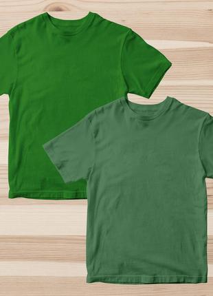 Комплект (набір) футболки базові чоловічі однотонні: зелена і хакі. майки під друк та нанесення. .