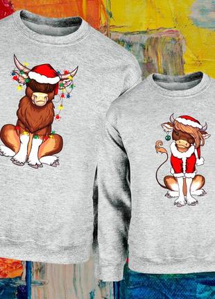Парные свитшоты с принтом "новогодние быки" push it