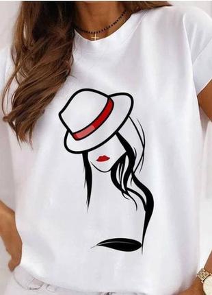 Жіноча футболка з принтом "силует дівчини в капелюсі" push it