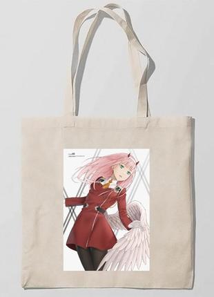 Еко-сумка, шоппер з принтом повсякденна милий під франксе (darling in the franxx) 2