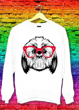 Свитшот с принтом собака в очках push it