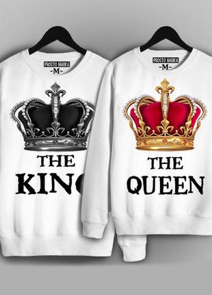 Парные свитшоты с принтом "the king. the queen" push it