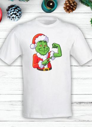 Футболка з новорічним принтом грінч (the grinch) "силач" push it s, білий