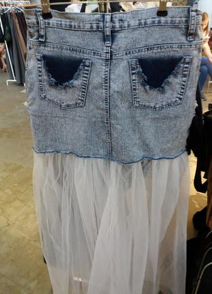 Стильна джинсова спідниця з фатином,нова модель!!!!!!!