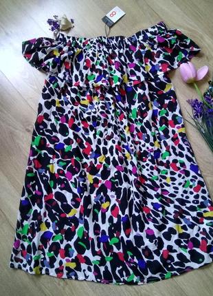 Яскраве літнє віскозне сукня сарафан primark з відкритими плечима/міні сукня з рюшею/туніка7 фото