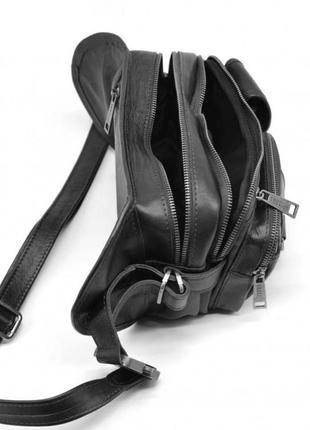 Кожаная поясная сумка на три отдела tarwa ga-1560-4lx черная с фастексом8 фото