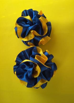 Бантики два на гумках жовто блакитні до українського костюма до вишиванки1 фото