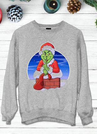 Свитшот с новогодним принтом гринч (the grinch) в дымоходе push it