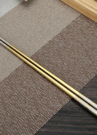 Преміум китайські корейські японські палички для їди, суші з лазерним візерунком колір бронза, нержавіюча сталь10 фото