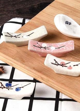 Подставка под палочки для суши фарфоровая "синяя сакура"3 фото
