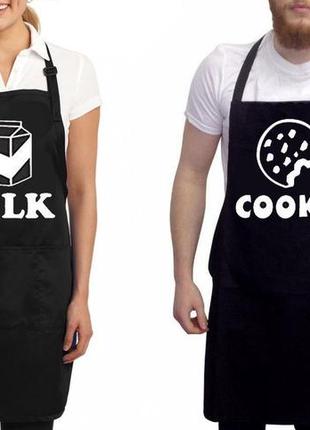 Парные фартуки с принтом "milk. cookie"