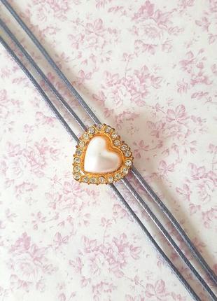 Колье чокер сердце ручн раб ожерелье бус кулон стил камни перлам бижутер украшен2 фото