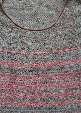 Ажурный хлопковый свитер с пожево серым меланжем 3
