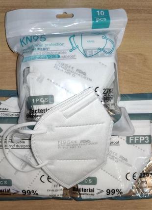 Маска респиратор защитная шестислойная n95 / ffp3 с фиксатором переносицы в индивидуальной упаковке 20 шт