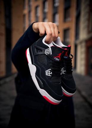 Мужские кроссовки nike air jordan 4 retro bred 41-42-43-44-456 фото