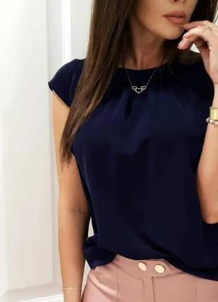 Женская блуза летняя "motylek" синяя1 фото