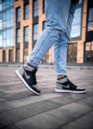 Мужские кроссовки nike air jordan 1 high black grey 41-42-43-44-454 фото