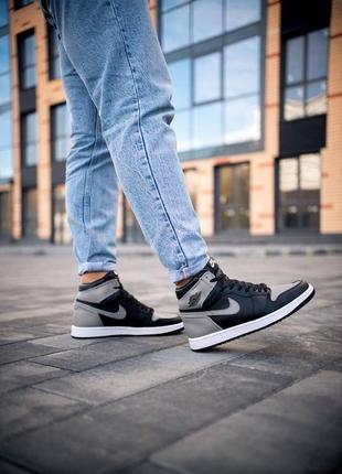 Мужские кроссовки nike air jordan 1 high black grey 41-42-43-44-457 фото