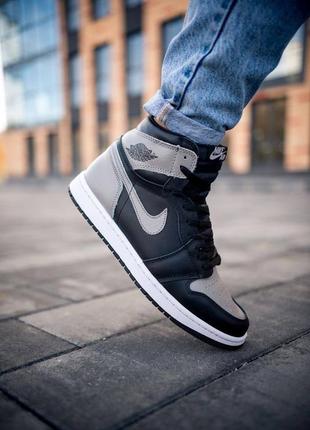 Мужские кроссовки nike air jordan 1 high black grey 41-42-43-44-451 фото