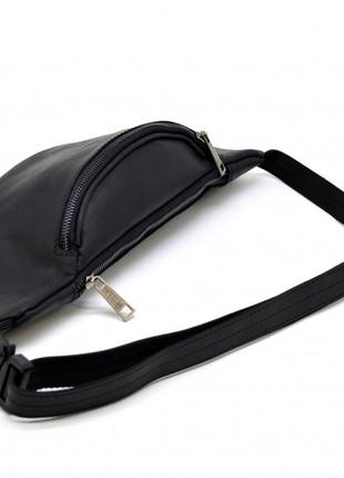 Кожаная сумка на пояс из черной крейзи хорс бренда tarwa ra-3036-3md2 фото