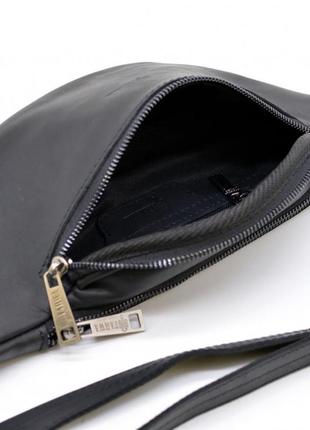 Кожаная сумка на пояс из черной крейзи хорс бренда tarwa ra-3036-3md5 фото