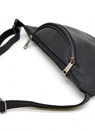 Кожаная сумка на пояс из черной крейзи хорс бренда tarwa ra-3036-3md6 фото