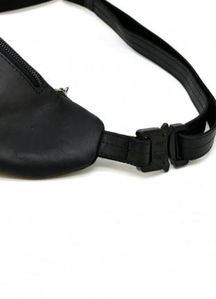 Кожаная сумка на пояс из черной крейзи хорс бренда tarwa ra-3036-3md7 фото