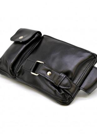 Кожаная сумка на пояс, бананка ga-8135-3md, черная, бренд tarwa1 фото