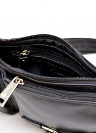 Кожаная сумка на пояс, бананка ga-8135-3md, черная, бренд tarwa6 фото