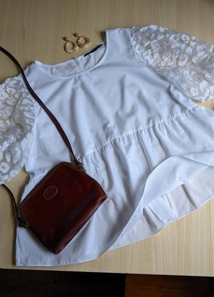 Блуза белая объемные рукава свободная 3xl 2xl xl хлопок4 фото
