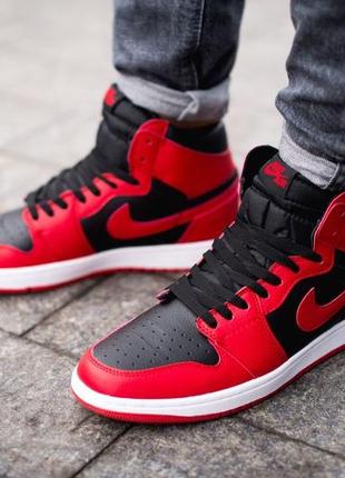 Мужские кроссовки nike air jordan 1 high red black 41-42-43-452 фото