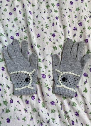 Дитячі рукавички детские перчатки осенние весенние осінні весняні сірі серые