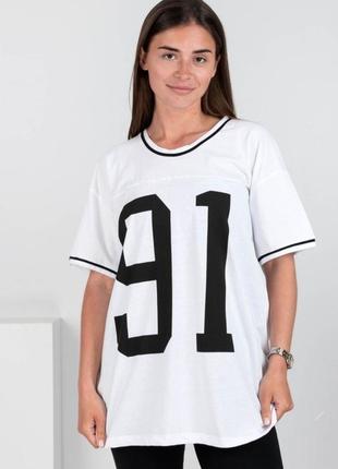Стильная белая футболка с надписью оверсайз большой размер батал