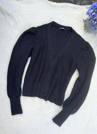 Кардиган с обемными рукавами з об'ємними вьязаный в'язаний на ґудзиках пуговицах кофта свитер светр2 фото
