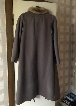 Новое шерстяное пальто с натуральным мехом, шерстяне пальто длинное9 фото