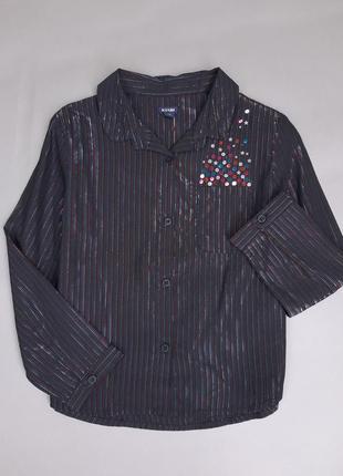 Нарядная блузка рубашка kiabi с пайетками для девочки1 фото