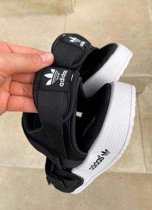 Сандали мужские, женские adidas adilette sandals black / white черно-белые, адидас, босоножки5 фото