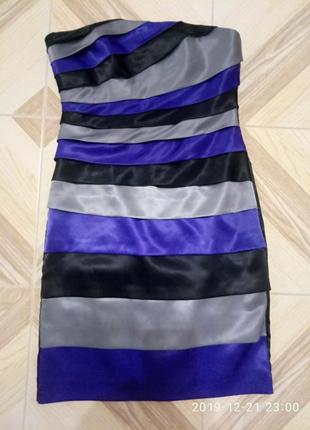 Пряме атласне/шовкове плаття. міні плаття футляр/бюстьє. м (38)