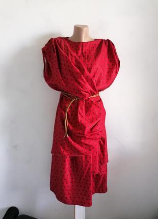 ❤️вінтажна сукня в горох 🌹красное платье в горошек в стиле ретро 🌹платье с воланами1 фото