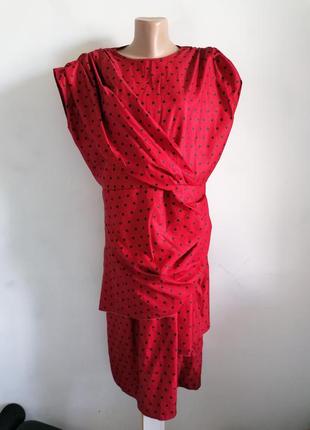 ❤️вінтажна сукня в горох 🌹красное платье в горошек в стиле ретро 🌹платье с воланами9 фото